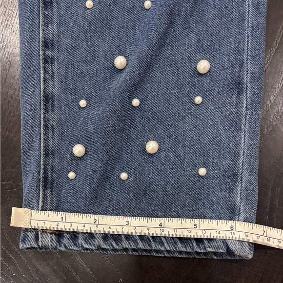 Ashley Mason Pearl Studded Buttonfly Light Wash Denim Blue Jeans Size 9/29 - Picture 12 of 15
